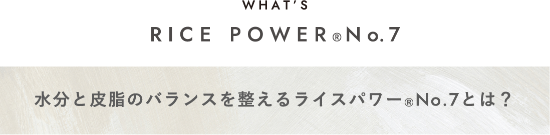 WHAT’S RICE POWER®No.7 水分と皮脂のバランスを整えるライスパワー®No.7とは？